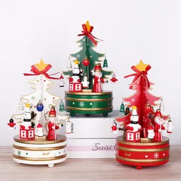 Christmas Decorations Christmas Decorations Year Christmas Tree Wooden Rotating Music Box Creative Gift Showcase Wooden Octave Navidad Natal 230825