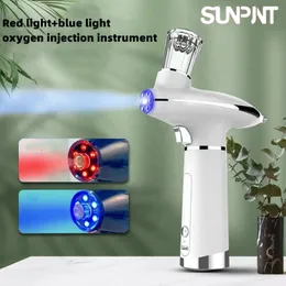 Dispositivos de cuidados faciais Aerógrafo portátil Nebulizador de água Medidor de oxigênio Pulverizador de beleza Suave Vermelho Azul Luz Injetor de rejuvenescimento da pele 230825