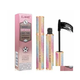 Rímel Elaimei 4D Volume À Prova D 'Água Seda Curl Fibra Lash Estrelado Extensão de Cílios Preto Grosso Mascaras Cosméticos Drop Delivery Curar Dhypw