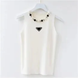 T-shirt Sommarmode Kvinnors designer T-shirt ärmlös topp lyxbrev Bomull T-shirt kläder Kort ärm högkvalitativ Pearl S-XL
