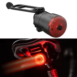 Cykelljus ThinkRider Cycling Taillight Cykel Smart Auto Brake Sensing Light IPX6 Vattentät LED -laddning Bakre 230525