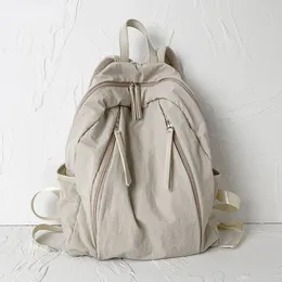 School Bags Solid Simple Schoolbag Women Students All Match Casual Handbags Streetwear Grunge Backpack Japanese Korean Vintage