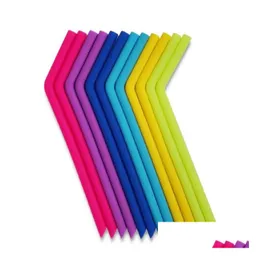Drinking Straws St Sile Stripes 6 Color Eco Sts Reusable For 800Ml Mugs Smoothie Flexible Sucker Drop Delivery Home Garden Kitchen D Ot9Cw