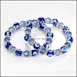 Charm Bracelets Turkish Blue Eye Bracelet Handmade Jewelry Amet Religious Evil Nazar Crystal For Women Girl Drop Delivery Otc9J