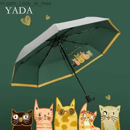 yada new ins cat heart نمط أرنب 3 مظلة قابلة للطي مطلي UV الرسوم المتحركة للمظلة للنساء المظلات المضادة للرياح ys200137 Q230826