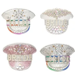 Breda brimhattar Bucket Rhinestones Bridal Hat For Wedding Glitting Fedora Sequin NovelyParty Holiday Captain Dusch 230825