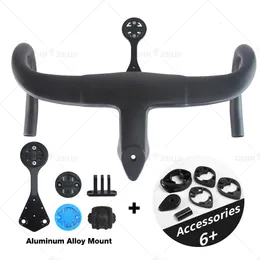 Bike Handlebars Components Super Quality Ultra 1K Aero Full Carbon Fiber Road Bicycle Integrated Handlebar 380 400 420 440 Computer Mount Stand Parts 230825