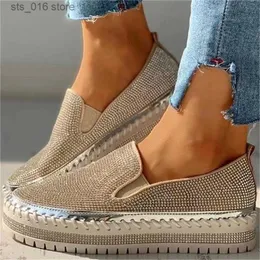 Kleid Schuhe Damen Schuhe 2023 Mode Wohnungen Strass Bling Nähen Plattform Loafers Luxus Schuhe Casual Bequeme Weibliche Schuhe T230826