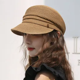 Berets Japonês Designer Sboy Cap Mulheres Verão Coreano Moda Casual Palha Sombreamento UPF50 Chapéu de Proteção Solar Gorras 230825