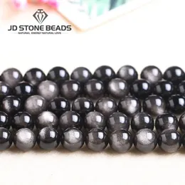 Colares de pedra natural sier obsidian redondo solto grânulos 4 6 8 10 12 14mm escolher tamanho para fazer jóias diy colar acessórios