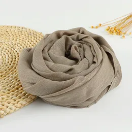 Sciarpe Hijab in cotone e lino tinta unita per donna Sciarpa semplice Scialle musulmano con frange Grandi involucri Fascia per capelli Eid lungo 190X100 cm 230825
