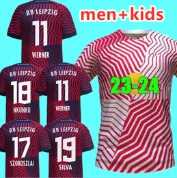 RBL New 2023 2024 Leipziges Poulsen Soccer Jerseys Home Away on Fire Olmo Nkunku Wenner Forsberg 23 24 Sabitzer Football Shirt Men Kids 888