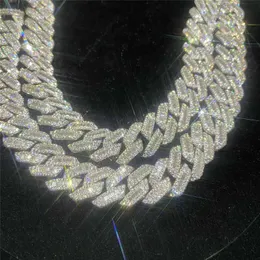 925 Sterling Silver Miami Cuban Link Chain Hip Hop Jewelry Diamond Clasp Iced VVS Moissanite Baguette