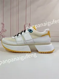 Nuevo diseñador zapatilla de deporte entrenador zapatos para correr piel de becerro cuero blanco azul superposiciones de letras plataforma zapatillas de deporte bajas para hombre zapatos de mujer tamaño 35-45 fd230501