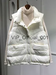 Janveny 2022 Women Short Vest Jacket Autumn Winter Ladies 90% Duck Down Coat Loose Waistcoat Female Gilet Casual Sleeveless x0826