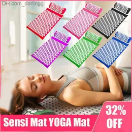 Sensi Mat Massage Mat and Palow Palow Set Yoga Mat Strap Tapis Ace Auvuncture Mat Cushions Applicator Applicator Back Back Pain Spike Mat Q230826