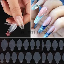 Unghie finte 12 pezzi French Forma doppio adesivo riutilizzabile adesivo acrilico morbido in silicone Punte per unghie finte estensione stampo manicure strumento speciale NLYC x0826