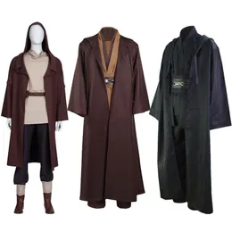 Tematdräkt Men Witch Costume Men Robes Obiwan Kenobi Cosplay Costume Jedi Knight Robe Suit Halloween Jedi Performance Costumes 230825