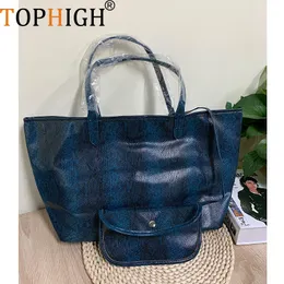 Вечерние сумки Tophhigh Ly Snake Blue Bag для женщин с покупками портативная сумка с большой емкостью сумки на плечо страусы повседневные сумки. Оригинальные 230825