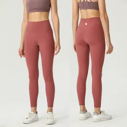 Pantalones activos Lu Leggings de yoga de cintura alta Mujeres Pushup Fitness Suave Lululy Lemenly Alinear Elástico Levantamiento de cadera Deportes en forma de T Entrenamiento para correr Lady Ll Legging