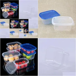 Förpackningslådor Partihandel engångsbruk 709 ml Plastkakor Behållare 2 typer Färglock Mönster Lager Brödbox Bento Lunch Drop Delivery Otpyx