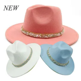 Wide Brim Hats Bucket Drill Band Fedoras Hat Women Men Natural Color Unisex Fashion Church Panama Woolen Jazz Cap Wholesale 230825