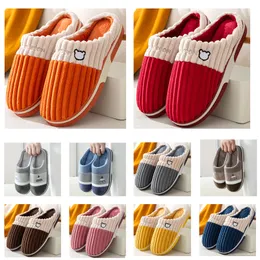 men women Slippers cotton shoes red orange Men's women's cotton shoes Indoor warm cotton slippers eur 36-45