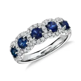 Choucong Handmade Wedding Rings Luxury Jewelry 925 Sterling Silver Fill Blue Sapphire CZ Diamond Gemstones Party Eternity Women Engagement Band Ring For Lover Gift