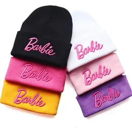 Beanie Skull Caps Autumn and Winter Warm Woolen Hat 3D Letter Brodery Sticked Cute Pink Pullover Par Ski 230825