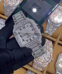 Роскошные мужские часы часы для мужчин для мужчин заморожены часы Moissanite Watch Нарученные часы Механические автоматические дизайнерские часы высококачественные алмазные часы Montre T15