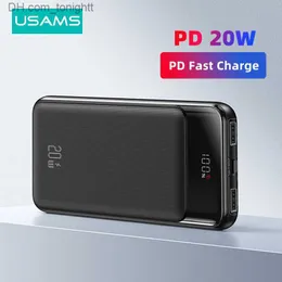 USAMS 20W Power Bank 30000MAH Typ C PD Fast Charge PowerBank 20000 mAh Przenośna ładowarka zewnętrzna do iPhone'a iPada Q230826