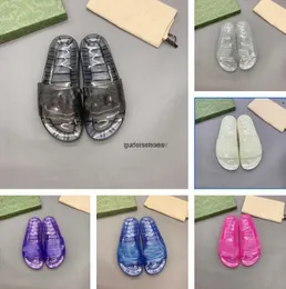 2024 Designer Luxury Women Men Slippers Transparent Jelly Par Slipper Summer Sexig Candy Color Sandaler Fashion Bekvämskor A2 Toppkvalitet Big size 35-46