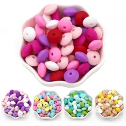 Teethers Toys Joepada 20Pcs 12MM Lentil Silicone Beads BPA Free Diy Teether Teething Necklace BPA Free Eco-friendly Baby Teether Toys 230825
