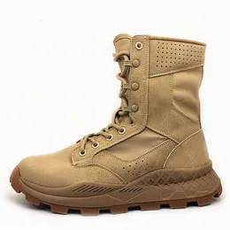 Botas ao ar livre deserto botas primavera forças especiais homens malha respirável combate montanhismo botas caminhadas sapatos de treinamento ultra-leve 230825