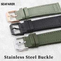 Titta på band 20mm 21mm 22mm Nylon Canvas Fabric Band Pilot Spitfire Timezone Strap Green Black Belt Wristwatch Straps 230825