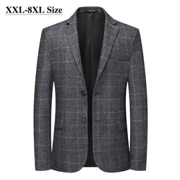 Mäns kostymer blazers Autumn Men's Plaid Blazer Business Casual Suit Jacket 8xl 7xl 6xl Plus Size Office Party Wedding Cless Coat varumärke Kläder 230825
