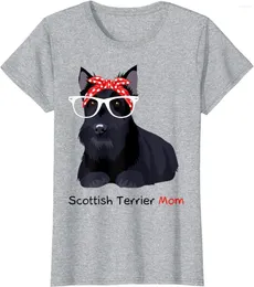 Męskie koszule T-shirts Scottish Terrier Mom Bandana Womens Scottie Dog T-shirt Casual Cotton Daily Four Seasons Tees Vintage Shirt Graphic