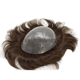 Synthetic Wigs Male Hair Prosthesis 008mm Knotless Vloop Pu Toupee Men Durable Wigs For Men 100 Human Hair System Unit Capillary Prosthesis x0826