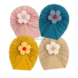 Berretto in cotone per neonata con fiori Accessori per capelli caldi invernali Neonato Colori caramelle Cofano a fiori Puntelli per servizio fotografico per bambini