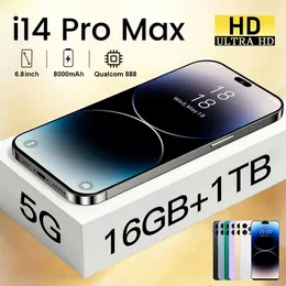 I14 Pro Max Mobile 6.8インチAndroidスマートフォン1T+16GB 8000MAH