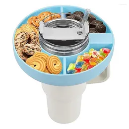 Plates Beverage Cup Top Snack Plate Portable Outdoor Picnic Tray 3-compartment Tumbler Holder Bowl For Stadium