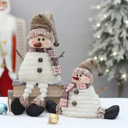 Christmas Decorations Christmas Sitting Fabric Snowman Doll Pointed Hat Top Hat Cross Leg Vintage Doll Decoration Ornaments Christmas Decoration Home 230825