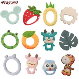 Teethers Toys TYRYHU 1Pc Baby Silicone Teether BPA Free Cartoon Frog Deer Teething Necklace Pendant Nursing Teeth Gift 230825