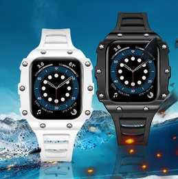 Cerâmica de aço inoxidável mod kit caso pulseira pulseira bandas capa ajuste pulseira para apple watch série 4 5 6 7 8 se iwatch 42/45mm 40/41mm