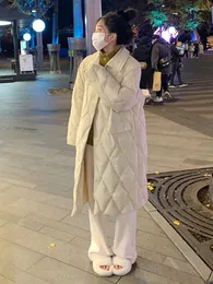 Casacos de trincheira femininos estilo coreano outwear malha gola de boneca algodão acolchoado casaco harajuku rua suave mulher longa parkas jaqueta roupas