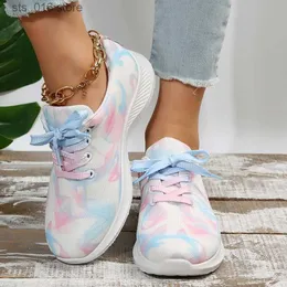 Mix Dress Rimocy Fashion Color Women's Platform Sneakers 2024 Bekväma andningsbara lägenheter Kvinnor Mesh Non-Slip Lace-Up Casual Shoes T230826 DD122