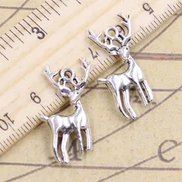 Charms 10pcs Charms Christmas Deer Sika 27x18mm Tybetańskie Brązowe Srebrne Kolor Wisiorki Zabytkowe biżuteria Making DIY ręcznie robione rzemiosło 230826