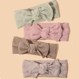 Varm nyfödd stickad hål pannband bowknot vridning turban headwrap för bebe hårbåg hår tillbehör khaki baby pannband för flicka