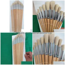 Oil Paintbrush Set Round Flat Pointed Tip Nylon Hair Artist