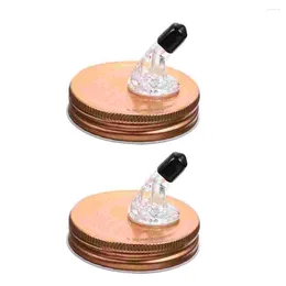 Dinnerware 2 Pcs Dispenser Coctail Shaker Mason Jar Lid Spout Lids Glass Pour Lecythus Stainless Steel Spouts